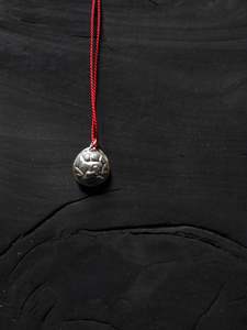 Silver Dragon on Red Silk Necklace