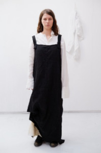 Charcoal kimono silk pinafore dress