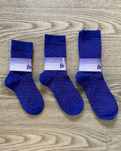 Products: Kids Merino Socks - Royal/Red Dot Crew - Kids Outdoor Clothing NZ - Puddle Jumpers