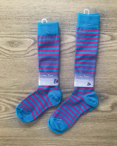 Products: Kids Merino Socks - Turquoise/Pink Long - Kids Outdoor Clothing NZ - Puddle Jumpers