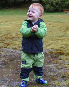 Products: Microfleece Lined Jacket v2 - Avocado/Navy - Kids Outdoor Clothing NZ - Puddle Jumpers