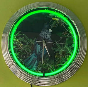 Tūī  in a Kowhai Tree Neon Clock - NENC-547