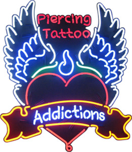 Business Signs: Piercing Tattoo Addictions Neon Sign - NEBS-211