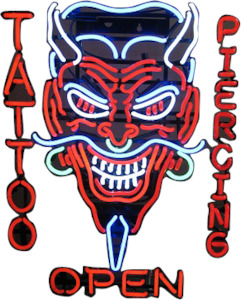 Business Signs: Open Tattoo & Piercing Neon Sign - NEBS-261