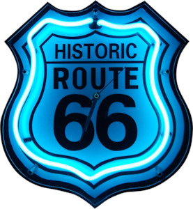 Nostalgia Clocks: Historic Route 66 Neon Sign Clock - NEN-198