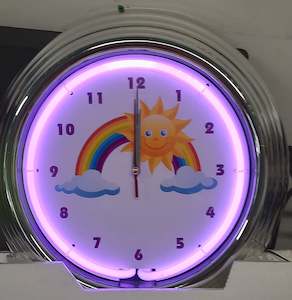 Childrens Clocks: Rainbow with Sun Neon Clock - NENC-166