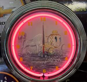 Childrens Clocks: Unicorn with Princess Carriage Neon Clock  - NENC-165
