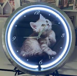 Childrens Clocks: Kitten Neon Clock - NENC-570