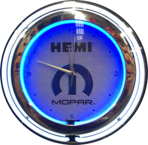 Double Tube Clocks: Hemi Mopar Double Tube Neon Clock - NENC-601