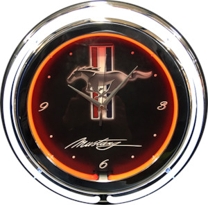 Double Tube Clocks: Mustang Double Tube Neon Clock - NENC-602