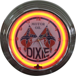 Petrol Oil Clocks: Dixie Motor Oil Neon Clock - NENC-41