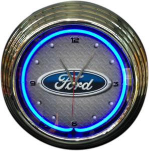 Clock Ford: Ford Oval Neon Clock (Blue-NENC-114B, White-NENC-114W)