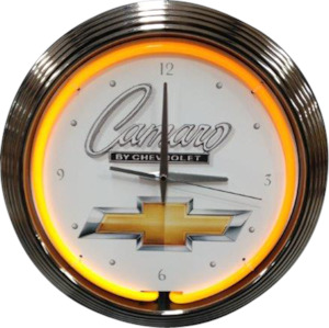 Clock Chev: Camaro by Chevrolet Neon Clock - NENC-124