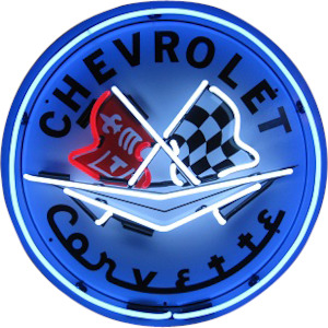 Sign Chev: Chevrolet Corvette Flags Neon Sign - NEA-025