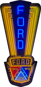 Sign Ford: Ford 50's Jubilee Crest Neon Sign (in shaped steel can) - ATND-NEA-500