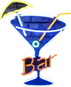 Sign Alcohol: Bar with Cocktail Glass Neon Sign - NEBS-248