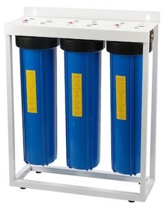 Filter Housing: Triple Filter System - 3x 20" Jumbo Filter Housings, assembled in Frame