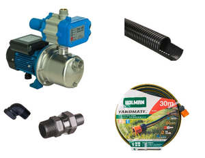 Bach Garden: TREVOLI - BJZ037- Small Pressure Pump for Gardening / Irrigation + Garden Hose Kit