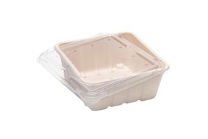 Products: 700g-1kg RPET Flat Lid (with holes) 178 x 178 x 11mm - Punchbowl Packaging