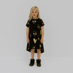 Heart Dress – Black & Gold – Sizes 2, 4 year