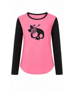 Tops: Longsleeve Tee - Blush Skull