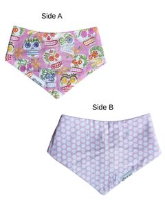 Bibs: Reversible Bib - Sugar Skulls/Pink Polka Dots