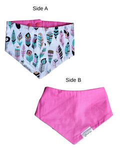 Reversible Bib - Feather/Pink