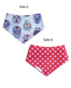 Reversible Bib - Sugar Skulls/Pink Polka Dot