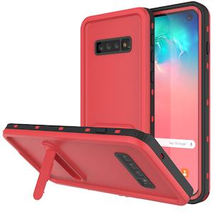 Galaxy S10 Waterproof Case, Punkcase [KickStud Series] Armor Cover [Red]