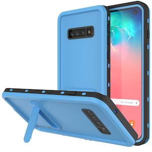 Galaxy S10 Waterproof Case, Punkcase [KickStud Series] Armor Cover [Light Blue]