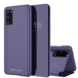 Punkcase Galaxy S20 Reflector Case Protective Flip Cover [Purple]