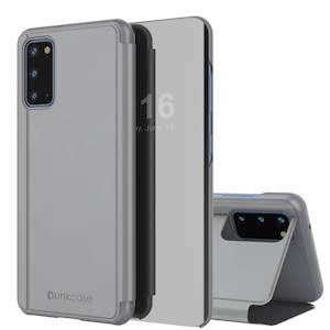 Punkcase Galaxy S20 Reflector Case Protective Flip Cover [Silver]