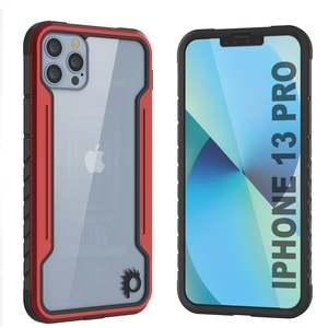 Punkcase iPhone 13 Pro ravenger Case Protective Military Grade Multilayer Cover [Red]