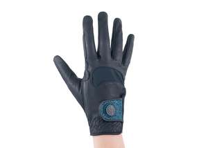 Gloves: Navy Glitter Leather Touchscreen Friendly Gloves