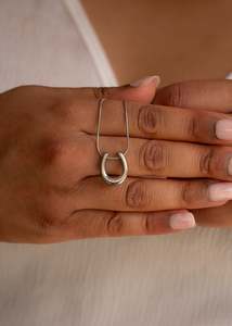 Sleek Modern Horseshoe Necklace - Silver
