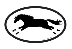 Stickers: Galloping Horse Oval Bumper Sticker