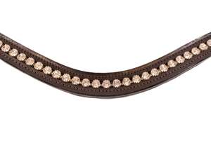 Bling Browbands 1: Brown Leather Single Row Basic Bling Browbands