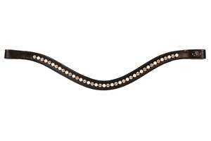 Bling Browbands 1: Black Leather Single Row Basic Bling Browbands