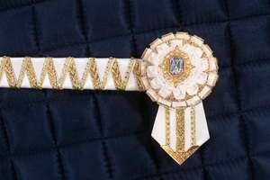 Show Browbands: White and Gold 14" Show Browband