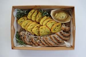 Dinner: Volare bread selection with confit garlic and herb butter
