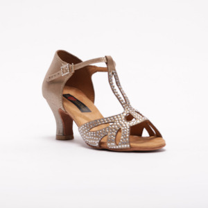 Juju: Dance Fever Tan Peep Toe Rhinestone s203
