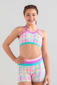 Sylvia P Bardot Checker Crop Top