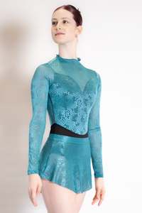 Danse De Paris: Danse de Paris Mirabelle Skirt Teal Lace S0023L