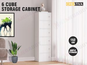 Bookcase & Wall Shelf: CREATIVA  Cabinet Storage Tall Slim Furniture Cupboard 152cm