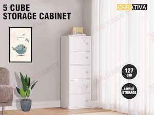 CREATIVA  Cabinet Storage Tall Slim Furniture Cupboard 127cm