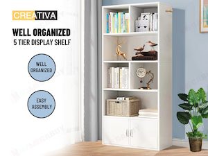 Bookcase & Wall Shelf: Bookcase Display Shelf Storage Cabinet Stand Home Office Bookshelf  * White