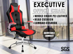Business Farming Industry: Premium PU Faux Leather Gaming Office Chair Black/Red