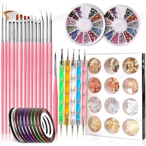 Jewellery Watches: Nail art 15pc nail brushes nail dotting pen nail foil color rhinestones