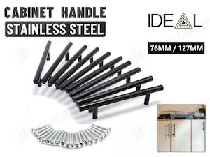 Mobile Phones: Kitchen Cabinet Door Handles Matte Black Stainless Steel Door Drawer Pull T Bar*Black   8 Sizes