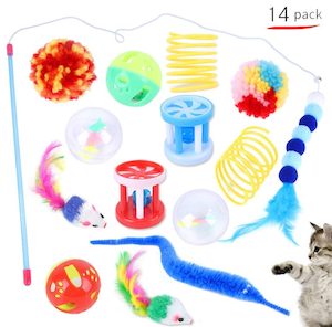 Pets Animals: Pet Toys 14pc Cat Toy Channel Tease Cat Stick Supplies Value Combination
